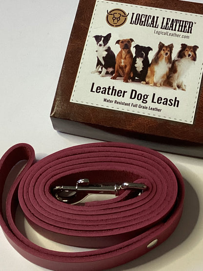 Logical leather 6’ dog leash in pink