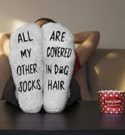 Dog Lovers Gift in cream Warm Funny Socks