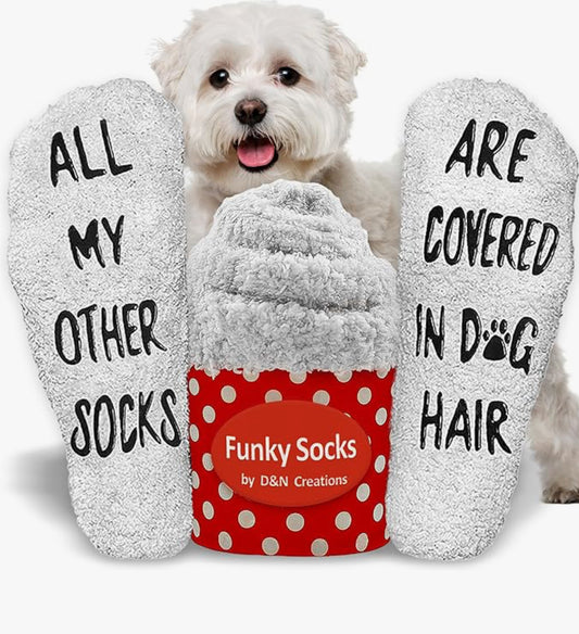 Dog Lovers Gift in cream Warm Funny Socks