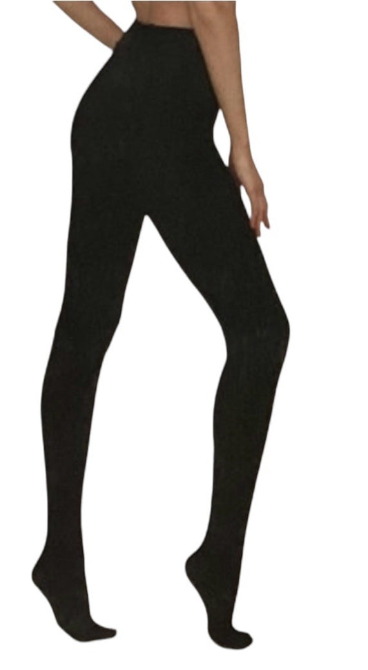 Fleece Lined Tights for Women - 2 Pairs Warm Winter Pantyhose with Control Top Black & Wine Red