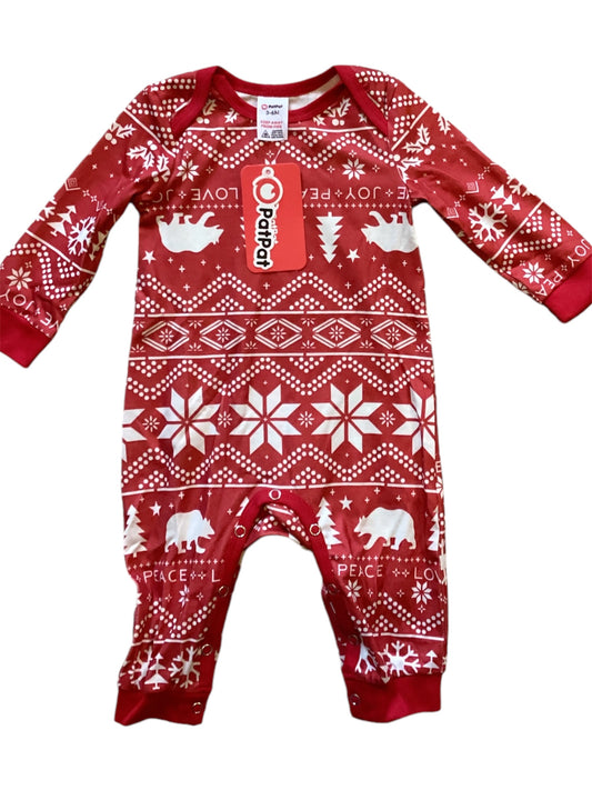 Baby Christmas Fairisle Sleepsuit, Red