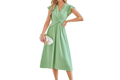 Women’s Chiffon Ruffle Flutter Sleeves Summer Dress