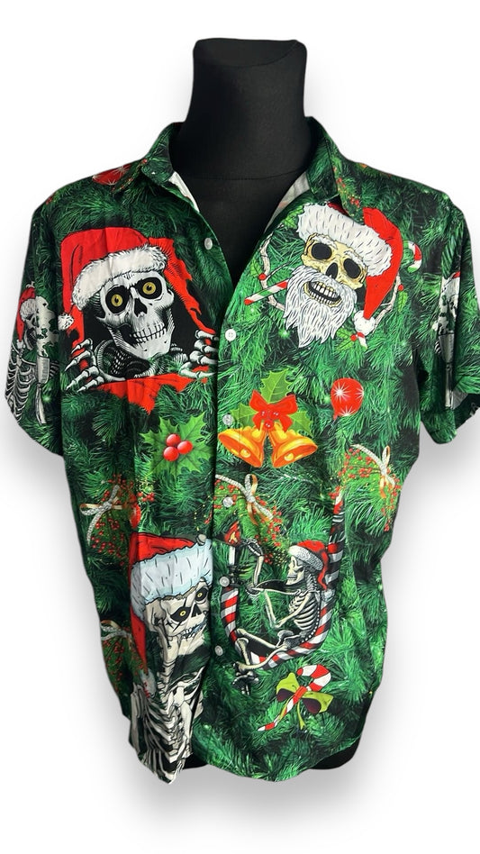 Men's Skull Christmas Short Sleeve Shirt