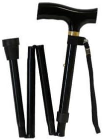 SJL Adjustable Folding Metal Cane Black