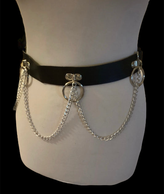 Faux leather Black Waist Chain Belt