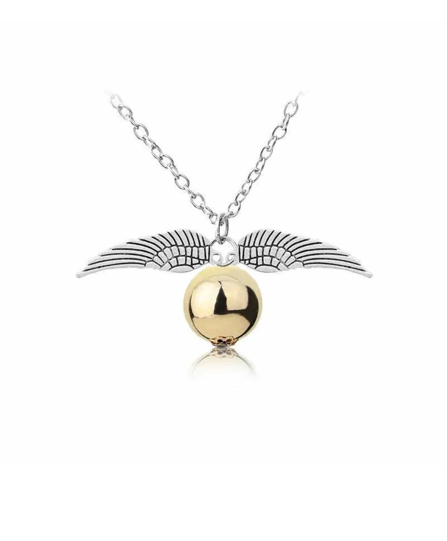 Harry Potter Golden Snitch & Magic Icon Silver Bracelet & Wizard Potter Golden Snitch Inspired Silver Necklace Gift set