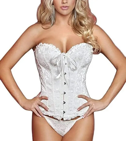 Sexy Bow & Lace up Corset Bustier Top Shaper Corset Plus Size