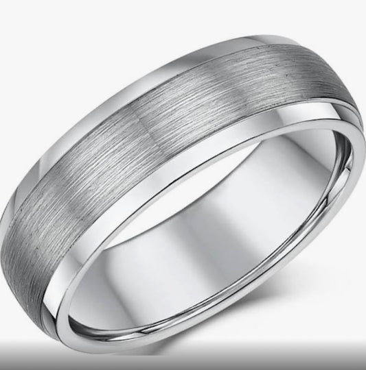 Tungsten Ring for Men and Women brushed finish with beveled edge.