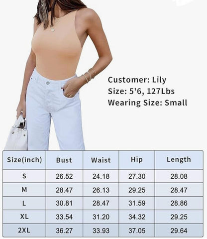 REORIA Women's Sexy Sleeveless Racer Back Halter Neck Bodysuit