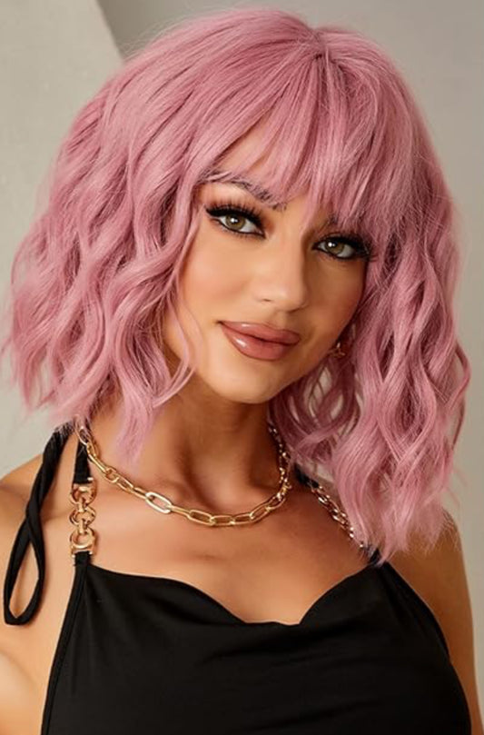 Esmee Short Wave Pink Bob Wig