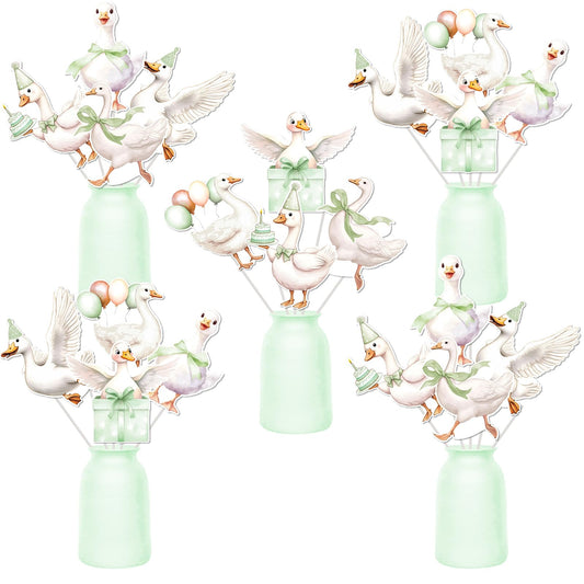 24 piece Goose Centerpiece Sticks Green Bow Silly Goose