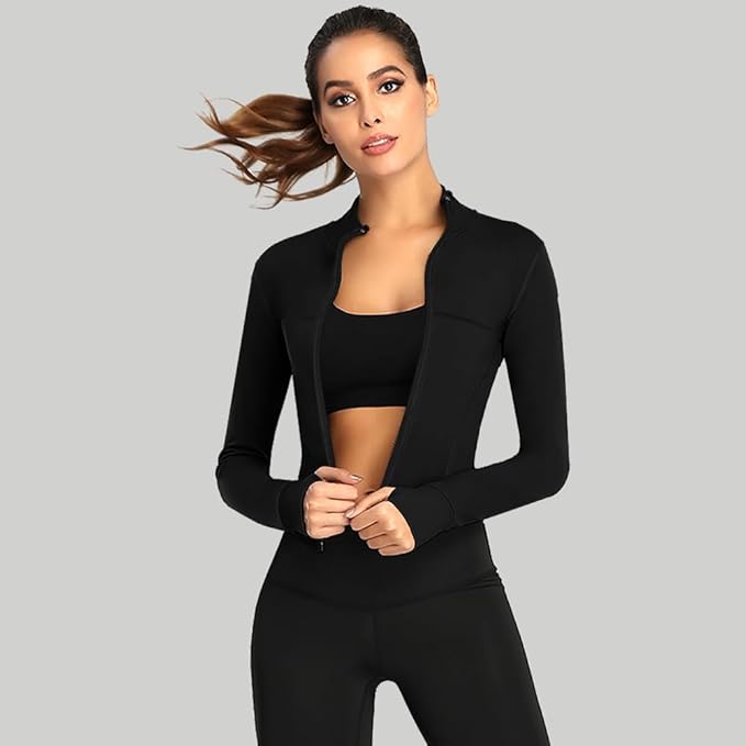 flintronic Womens Running Slim Fit Breathable Activewear Zip Up Jacket