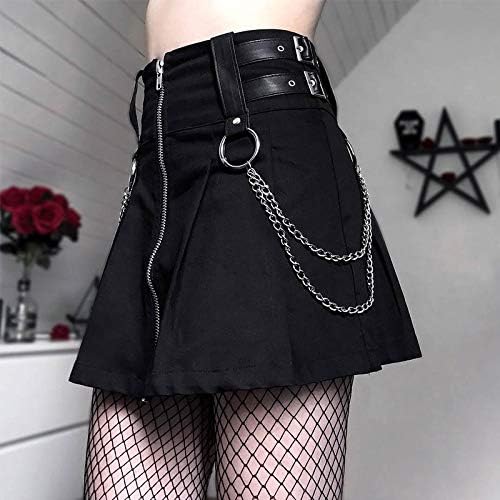 High Waist Women Mini Pleated Skirt Streetwear Gothic Cross Skirts Harajuku