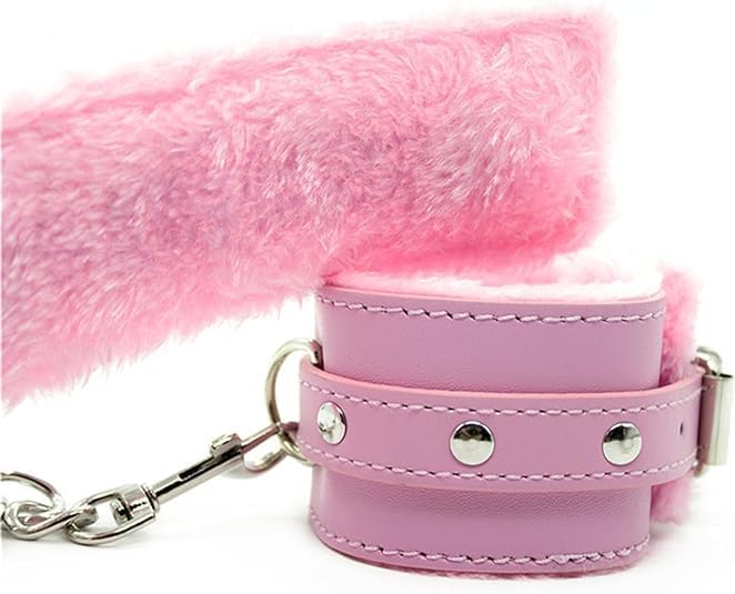 1 Pair Pink Fluffy Handcuffs