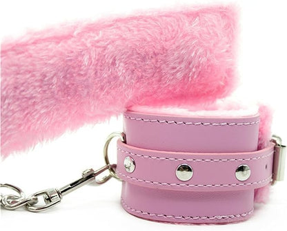 1 Pair Pink Fluffy Handcuffs