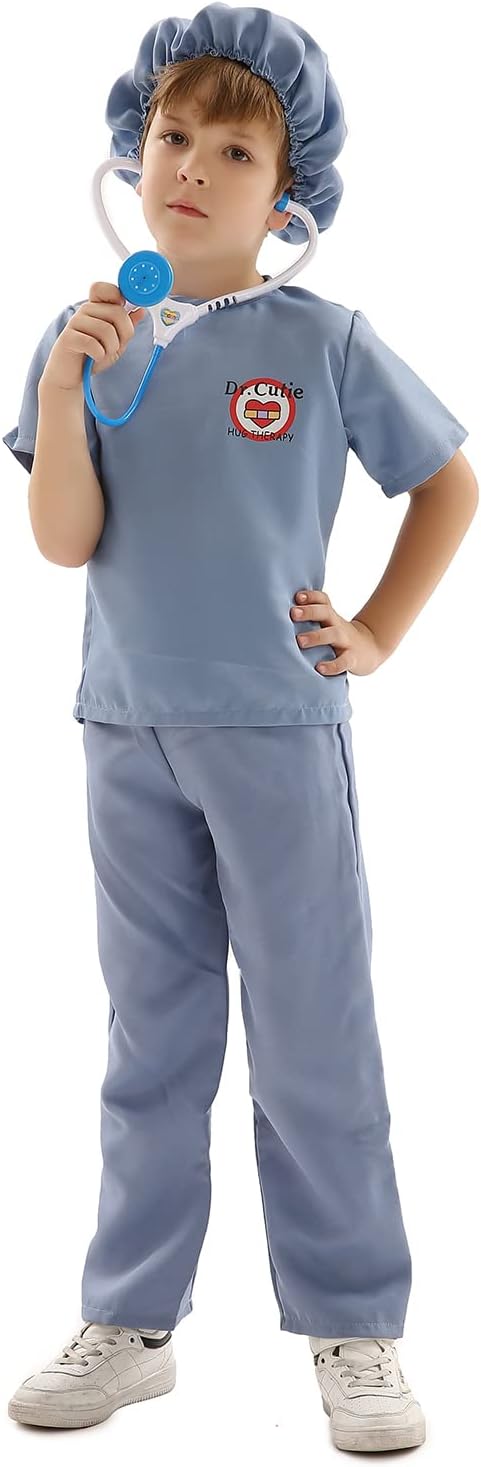 Forever Young Kids Children's ER Scrubs Doctor Fancy Dress Costume