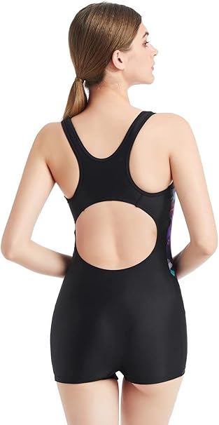 Luluwingx Women's Boyleg One-Piece Swimsuit Sport Swimming Costume with Racerback