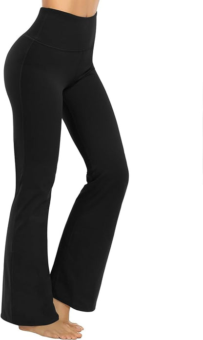 Ladies Black Bootcut Tummy Control Yoga Pants