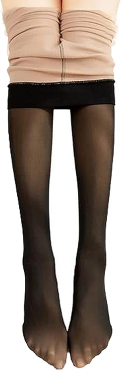 Women's Thick Fleece Lined High Waist Translucent Tights for Winter (One Size Fits Most)