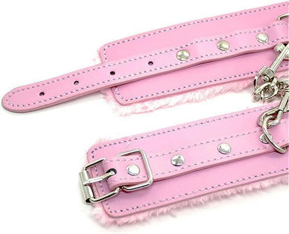 1 Pair Pink Fluffy Handcuffs