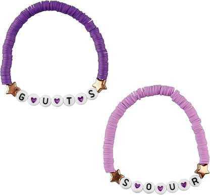 Tabanzhe 2 PCS Olivia Fan Bracelet, Album Inspired Beaded Friendship Bracelet,Purple Soft Pottery Jewelry