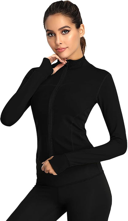 flintronic Womens Running Slim Fit Breathable Activewear Zip Up Jacket