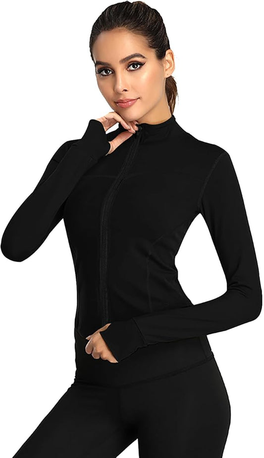 flintronic Womens Running Slim Fit Breathable Activewear Zip Up Jacket