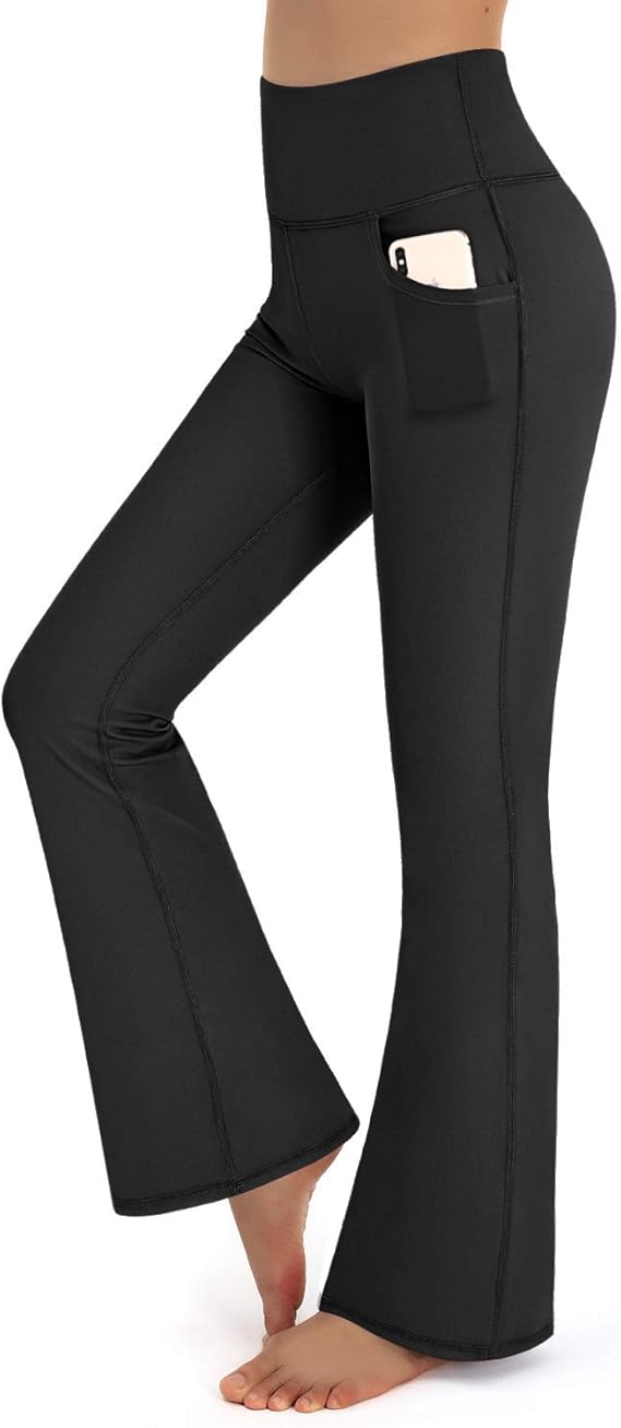 Ladies Bootcut Yoga Pants Women Sports Trousers with Side and Back Pockets