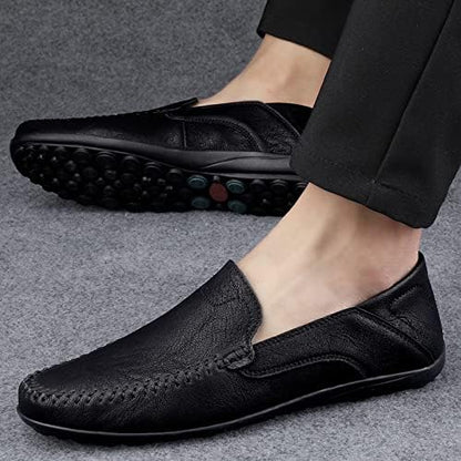 Men's Genuine Leather Casual Shoes Driving Fashion Slip-on Loafers