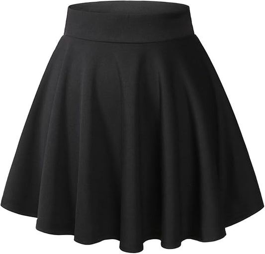 Stretchy Flowy Basic Flared A-Line Casual High Waist Versatile Mini Skirts