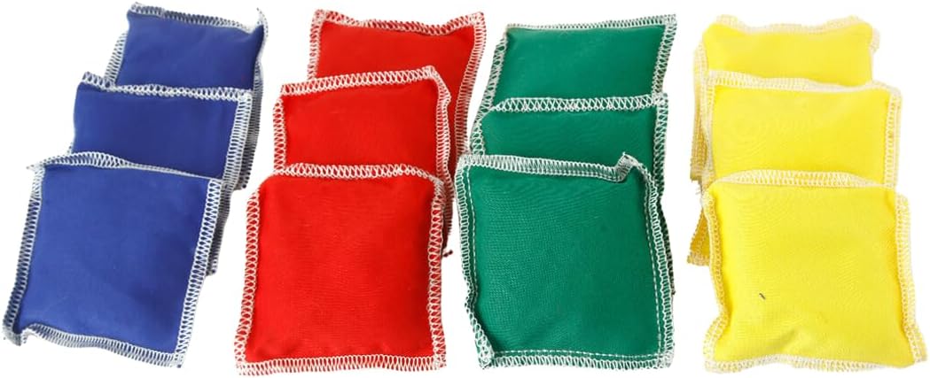 Mini Bean Bags Cotton/Nylon 12 pack & Rainbow Play Parachute for Physical Education, Cooperative Games, Gymnastics, Outdoor & Classroom Activities, for Ages 4 Years and Older