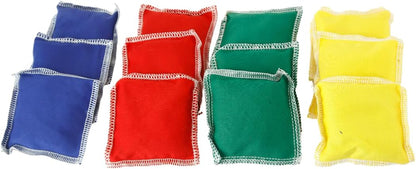 Mini Bean Bags Cotton/Nylon 12 pack & Rainbow Play Parachute for Physical Education, Cooperative Games, Gymnastics, Outdoor & Classroom Activities, for Ages 4 Years and Older