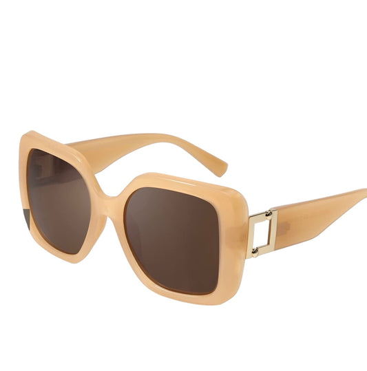 Chunky Beige Square Sunglasses Women Vintage Decoration