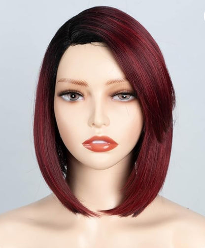 FASHION IDOL Short Straight Bob dark red and black