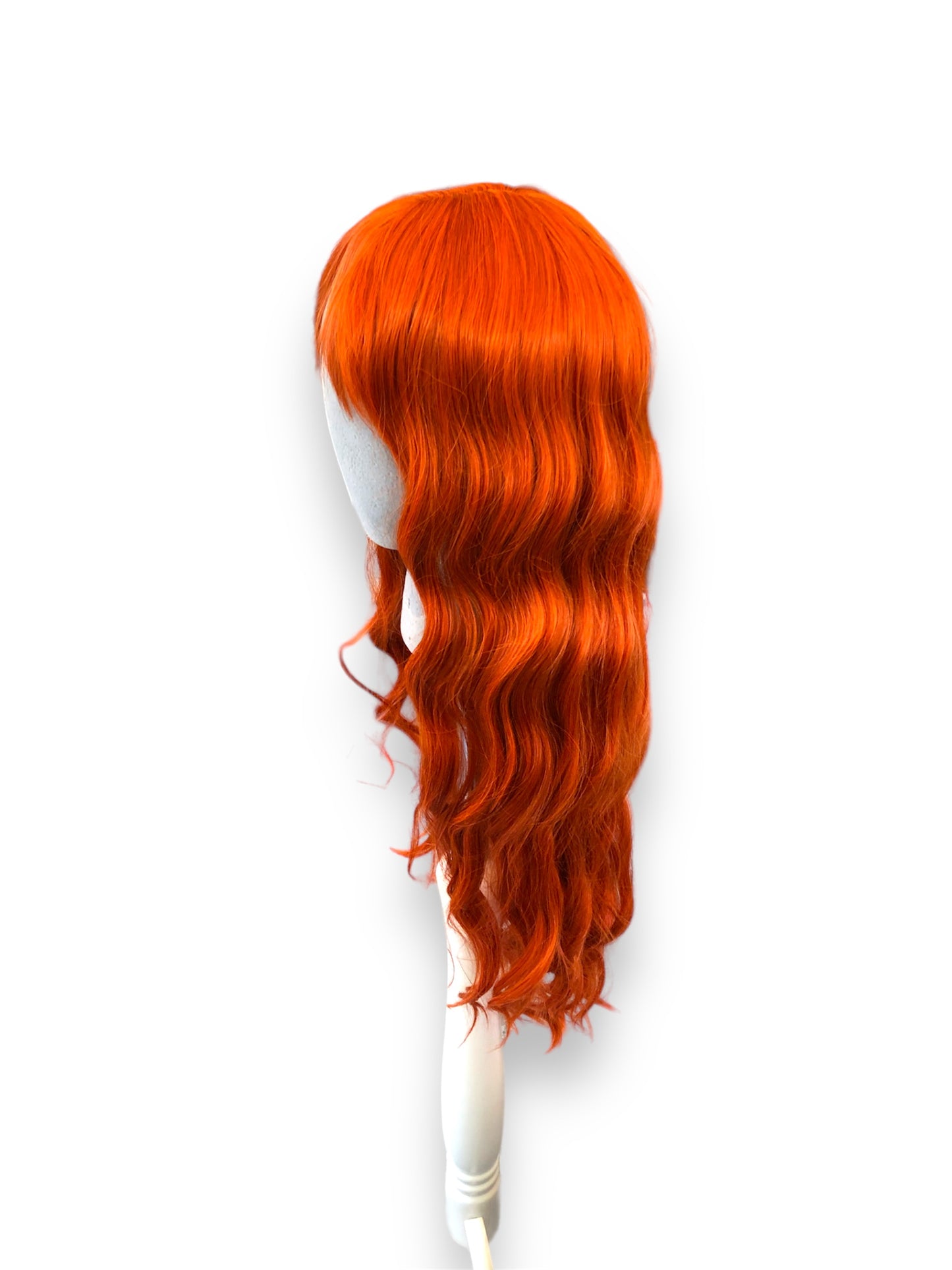 Women's Long Wavy Wig with Fringe - Orange