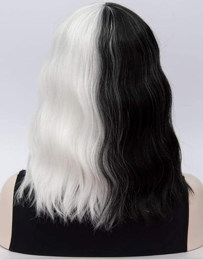 FVCENT Short Black and White Wig