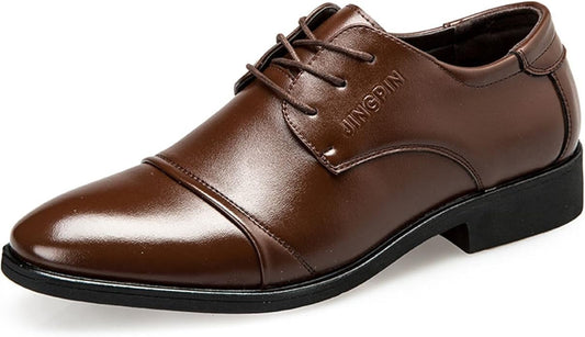 Men's Classic Pleather Brown Derby Lace up Shoes