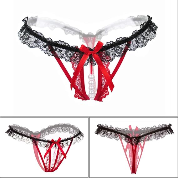 Ladies Lace Crotchless Thong underwear