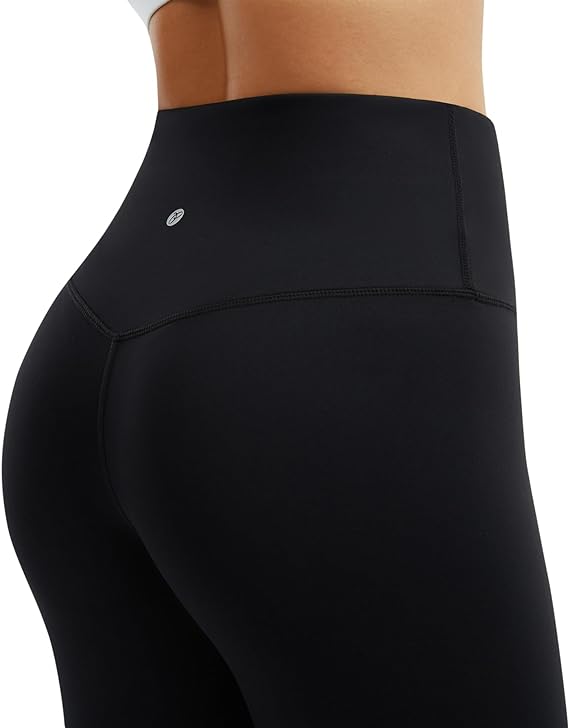 Ladies High Waisted Seamless Workout Leggings - Black