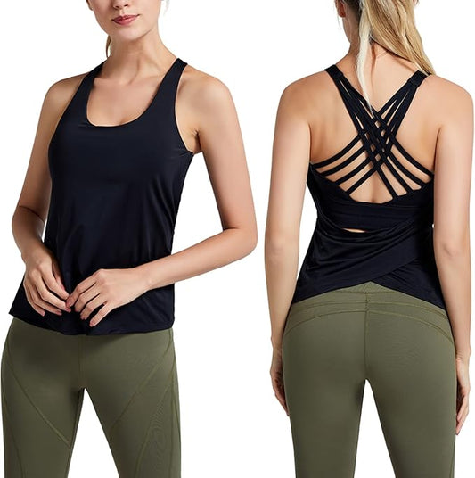 maxToonrain Women Gym Workout top with Built in Bra