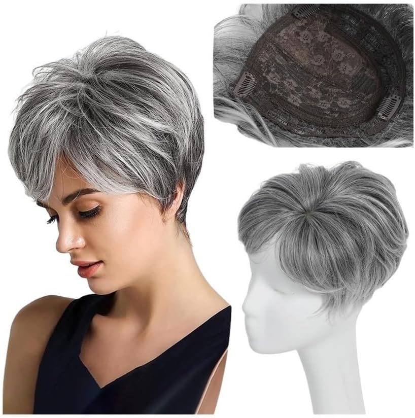 Synthetic Hair Topper for Women Mixed grey