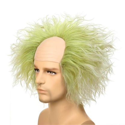 PORSMEER Mens Green Ombre short Wig with Bald Cap