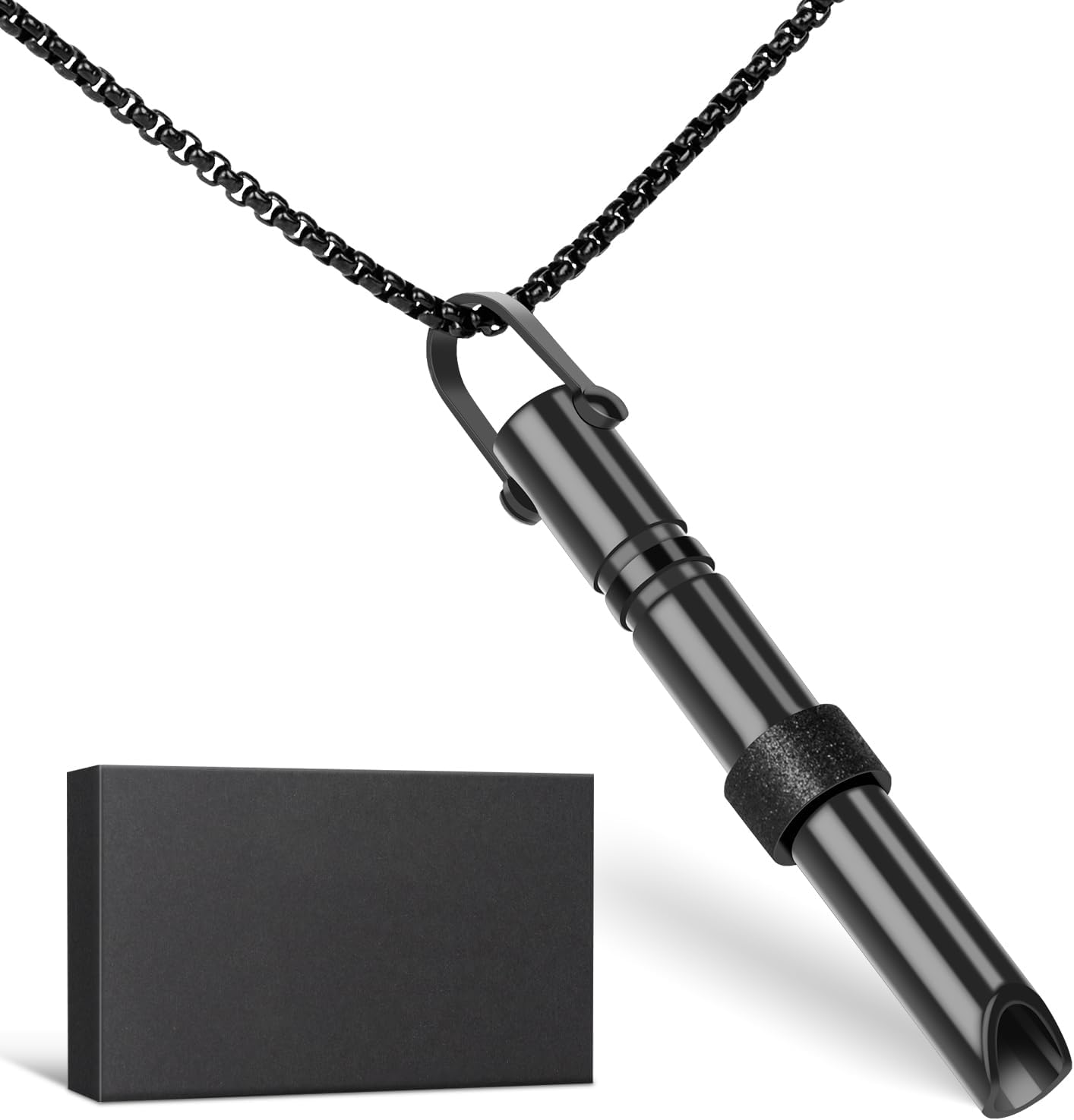 Ectury Breathlace Necklace for Anxiety Rescue Remedy - Gadgets for Men & Women, Secret Santa Gifts for Her (Black)
