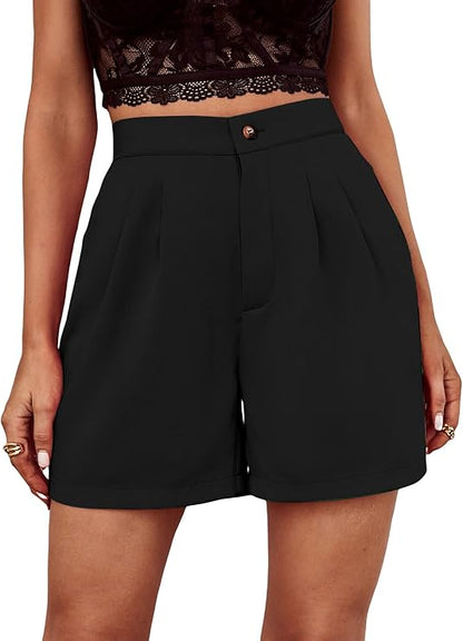 Women's High Waisted Pleated Wide Leg Shorts