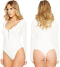 Ladies White Zip up Bodysuit