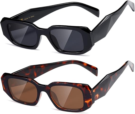 Kimorn Rectangle Trendy Sunglasses for Women 2 Pack