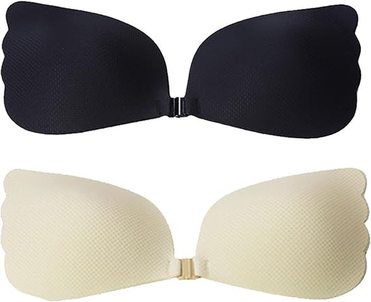 Ladies Stick on Push-up Bra 2 pack Beige and Black