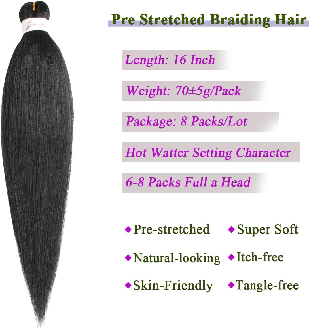 Kachanaa 26 Inch Pre Stretched Braiding Hair 8 Packs