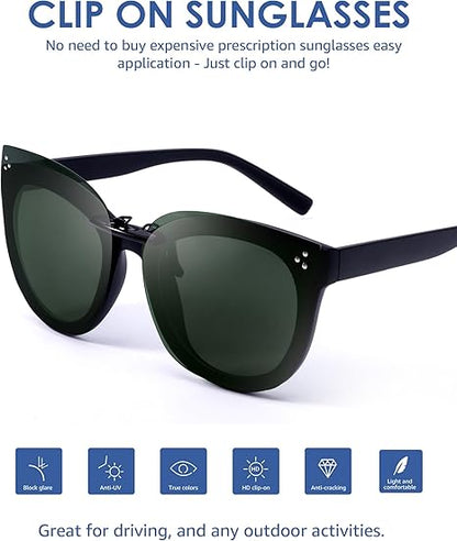 LVIOE Clip on Sunglasses Over Prescription Glasses for Men/Women