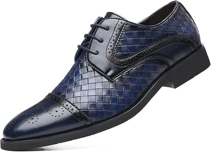 Men's Lace-up Formal Brogues Derby Shoes with Woven design